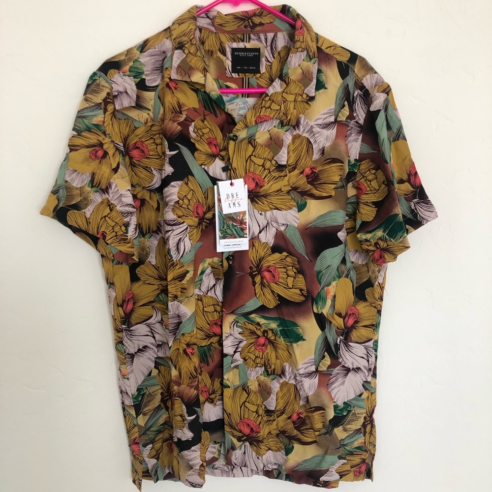 Denim and Flower button up. Brand new never been worn. Floral print.